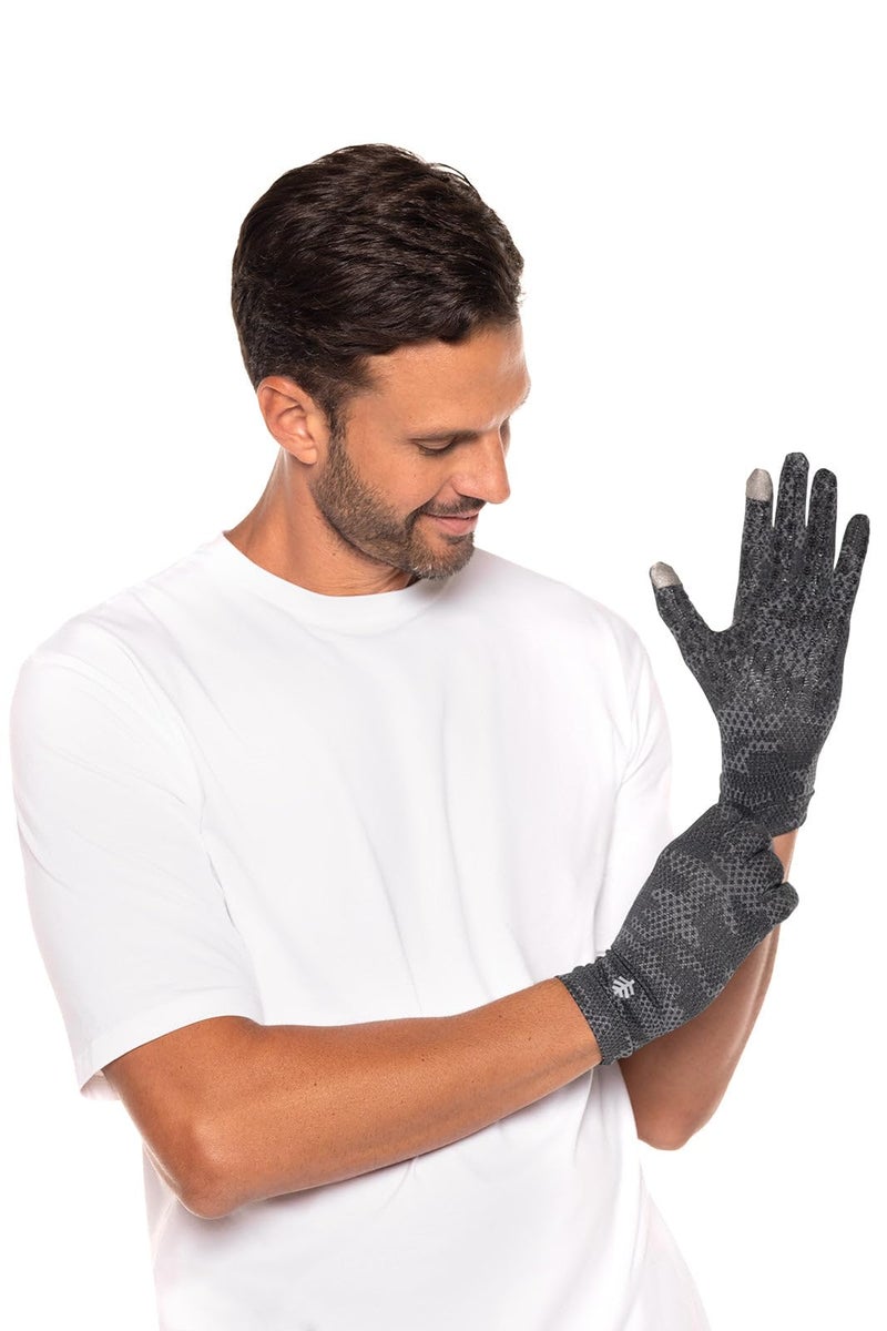 Coolibar Full Finger UV Sun Gloves - UPF 50+ Sun Protection - Gannett in Charcoal Coolibar Camo - Image 3